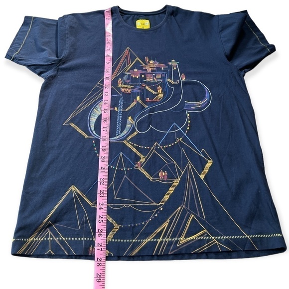 The Play Clan Men’s Stitched Embroidered Stairway Navy Graphic T-Shirt, Size XL - Picture 10 of 10